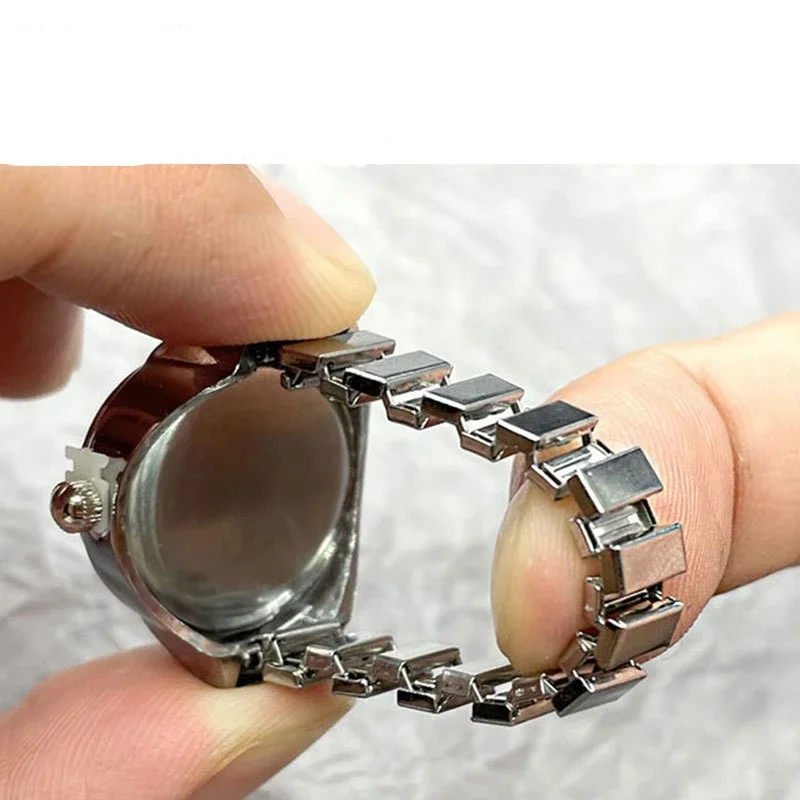 Reloj de cuarzo para amantes creativos, tendencia de moda, reloj de anillo para hombre, reloj de dedo con temperamento Simple y versátil