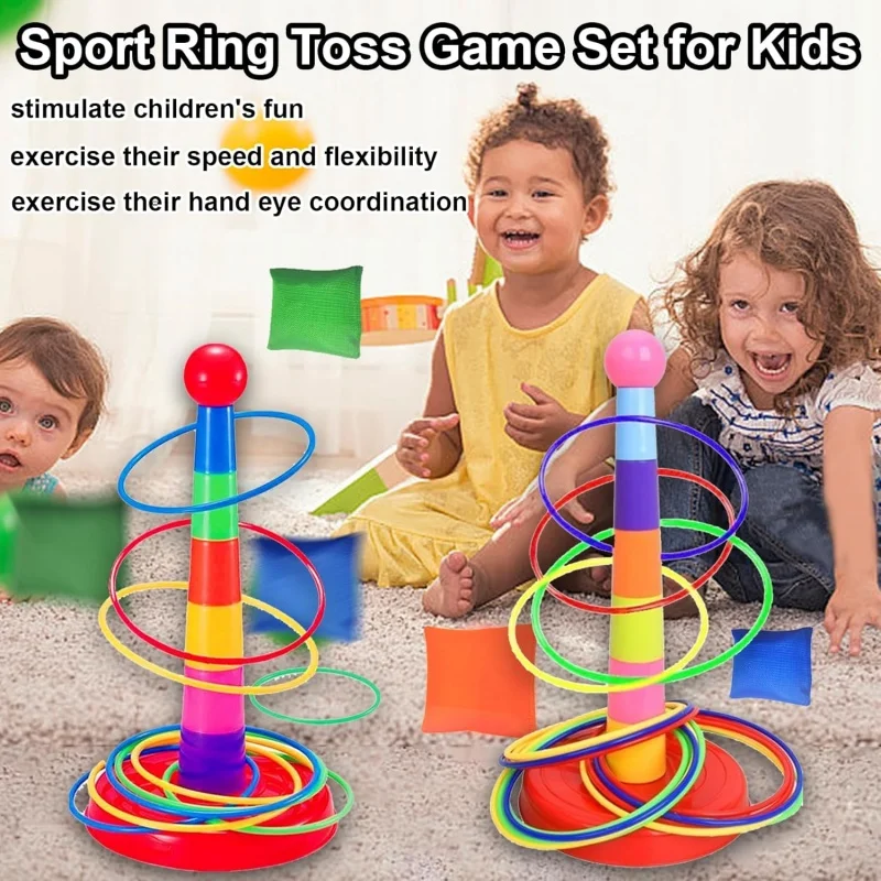 เด็กโยนวงกลมเกม Ferrule ซ้อนของเล่นสนุกในร่มกลางแจ้งเด็ก Interactive วงกลมชั้น Early Education ของขวัญ