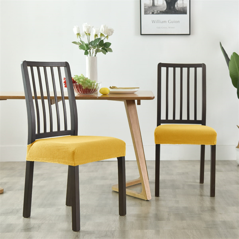 1PC Stretch Dining Chair Seat Cover Jacquard Solid Color Chairs Covers Removable Anti-Dust Chair Cushion Slipcovers Hotel Home