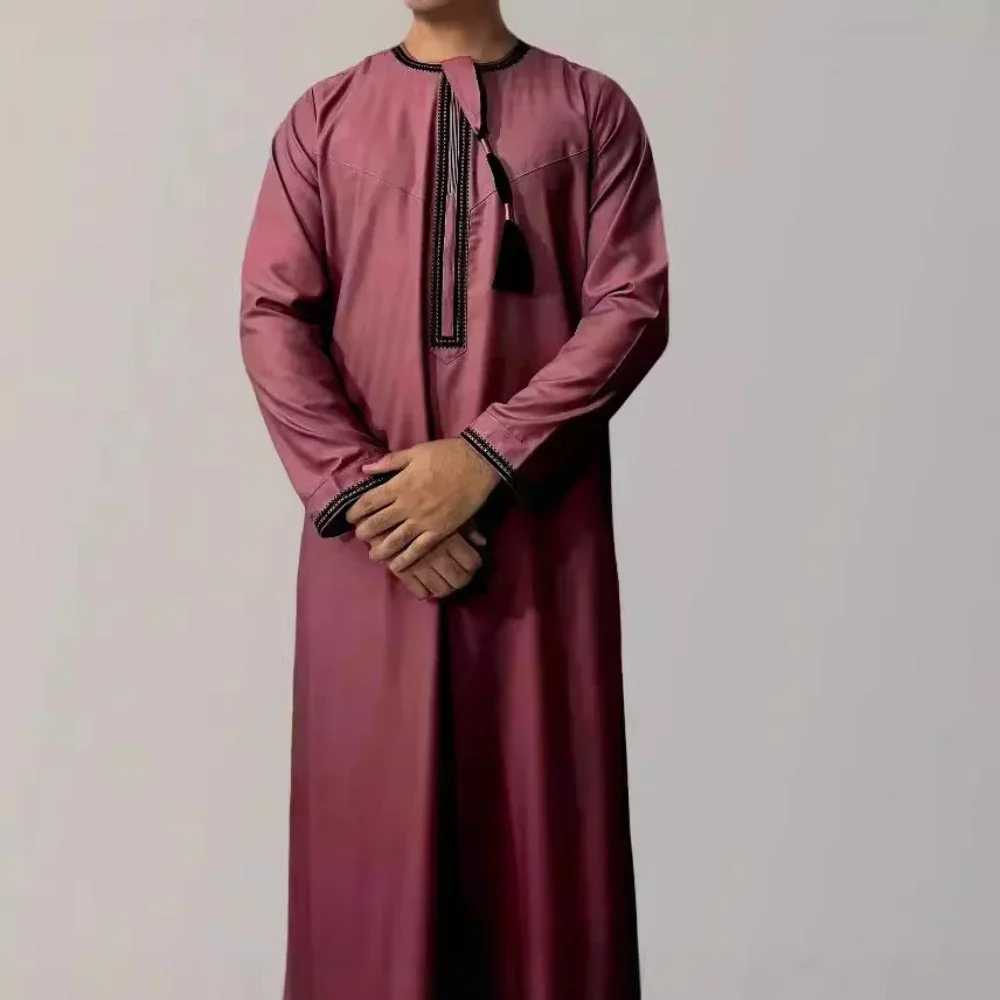 Neue muslimische Männer Langarm Pullover Kleid Abaya Daffah Jubba Thobe Pakistan Saudi-Arabien Kaftan Islam Kleidung Gebet Robe Afghan