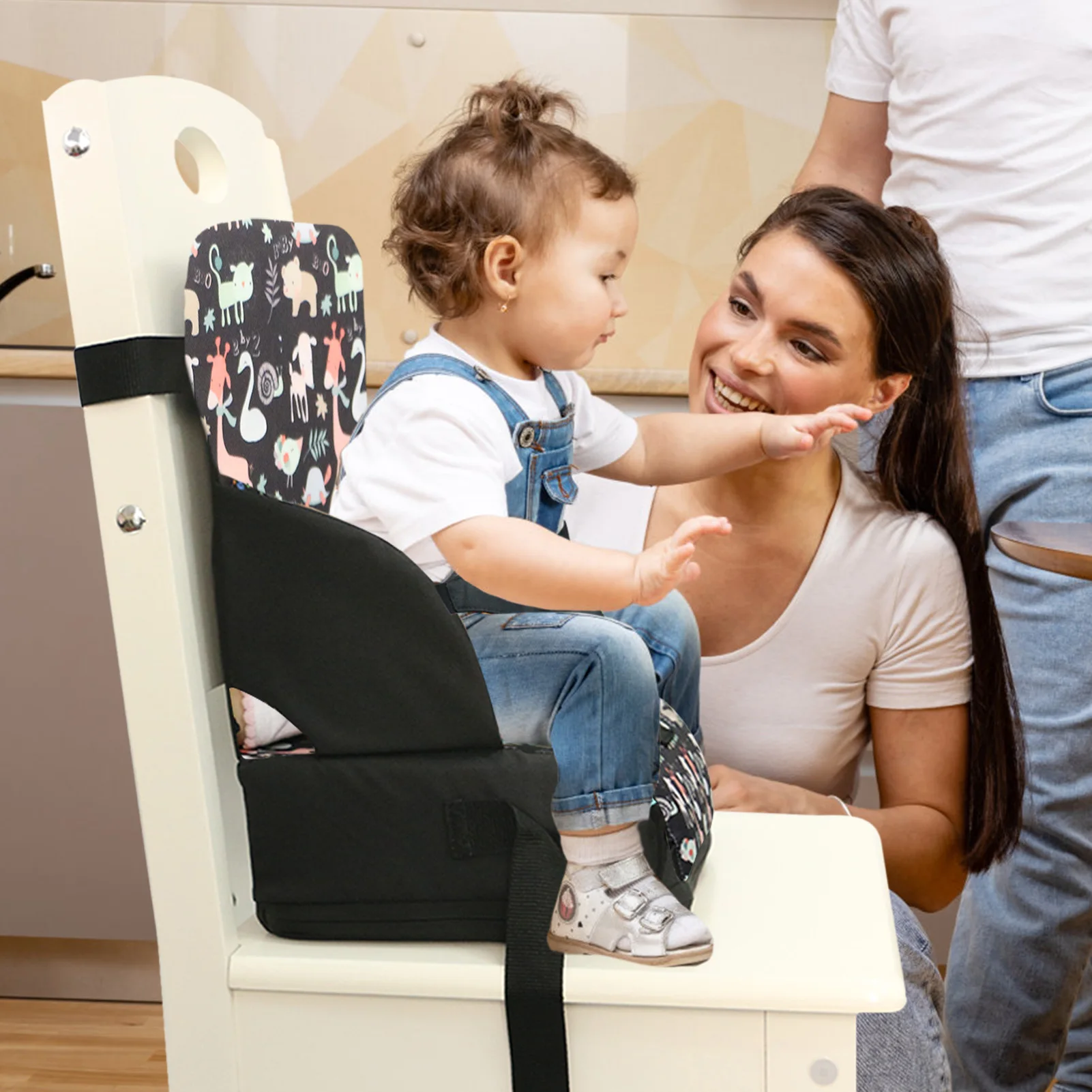 Almofada do assento para crianças e bebês, Cadeira portátil para mesa de jantar, mesa de jantar infantil