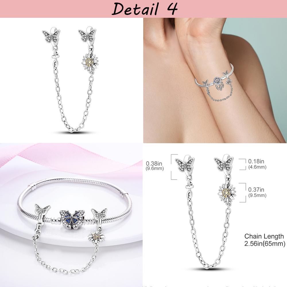 Sicherheitskette, versilberte Perlen, klassische Sicherheitskette, Stopper, Clip-Charm, passend für Original-Armbänder, Schmuckherstellung