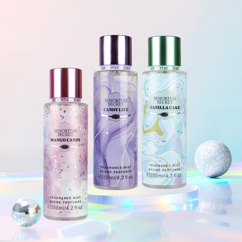 バニラの花と果物の香りのミスト、女性の日付の香り、長持ちするボディスプレー、良い女の子の香水、車の芳香剤、250ml