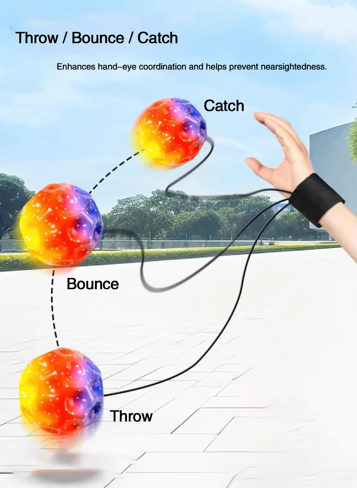 กีฬากลางแจ้งนาฬิกาข้อมือ Moon Stone Decompression Rebound เชือกยืดหยุ่นสูง Swing เด็กและผู้สูงอายุฟิตเนสของเล่น