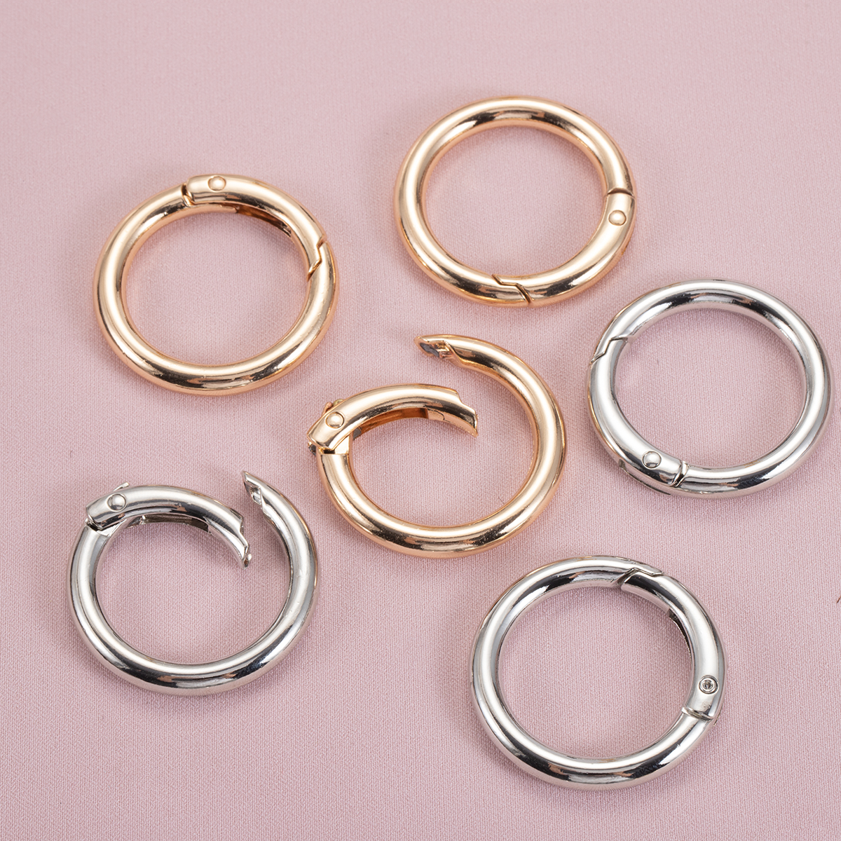 5PCS Ronde Lente Sluiting Sleutelhanger Ring KC Goud Kleur Te Openen Karabijnhaak Gesp Connector voor Sieraden Maken Tas accessoires