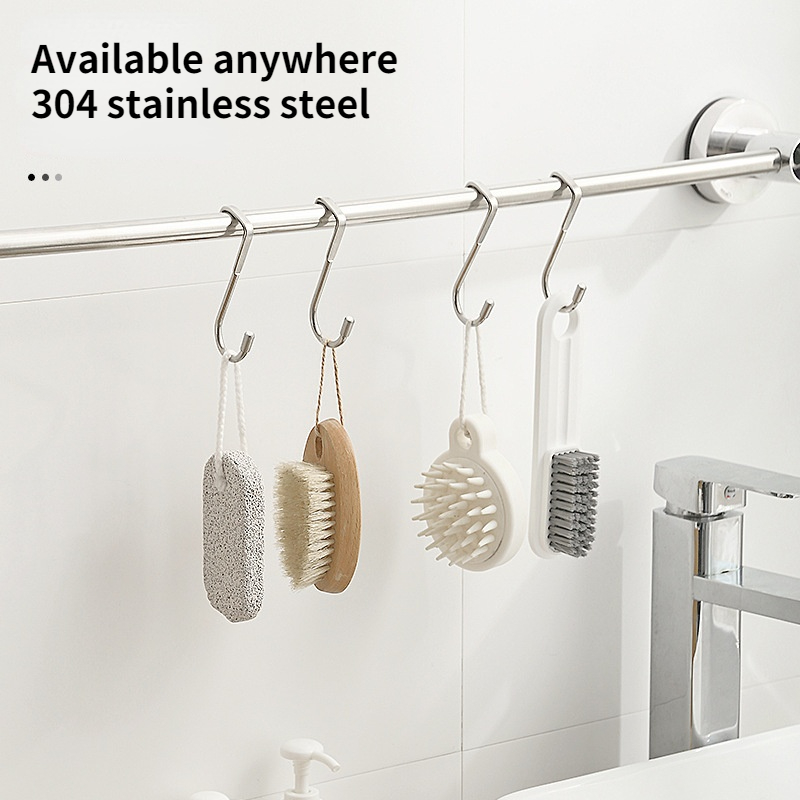 Door Hanger Hook Stainless Steel Double S-Shaped Storage Hook for Bathroom Kitchen Wall Door Organizer Wall Mounted Hooks