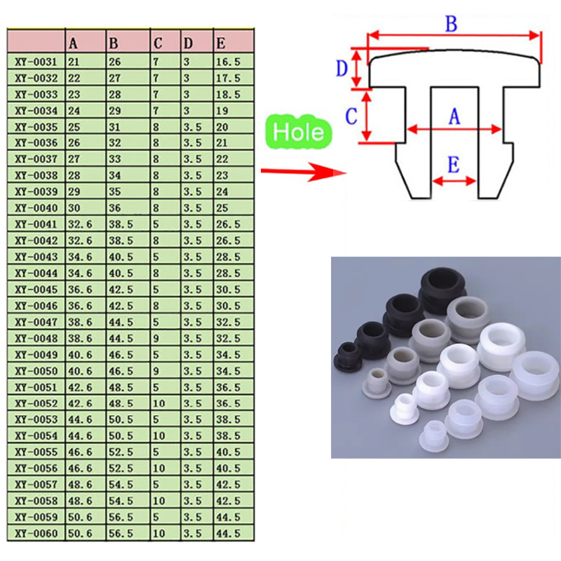 Tampas de borracha de silicone tipo t, tampa de plugue, junta de encaixe, rolha de vedação final 2.5mm-15mm, preto/branco/cinza/transparente