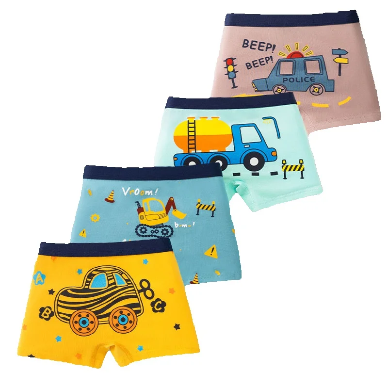 4/8 pezzi boxer da ragazzo in cotone di alta qualità modello escavatore fresco boxer per bambini biancheria intima traspirante per bambini fondo morbido slip