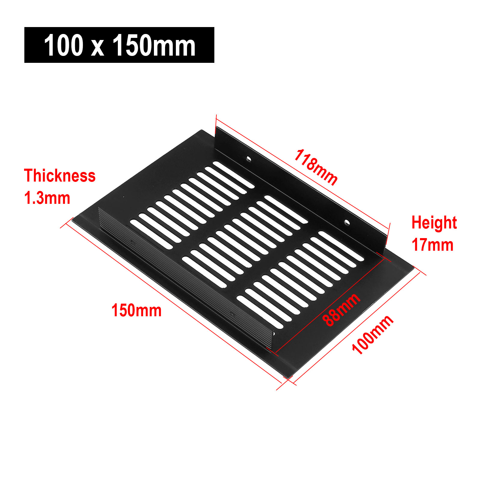 1pc Lüftungs gitter Entlüftung gitter Aluminiums chrank Kleider schrank schwarzer Kanal Size150-400mm rechteckige Lüftungs abdeckung lüftungsgitter