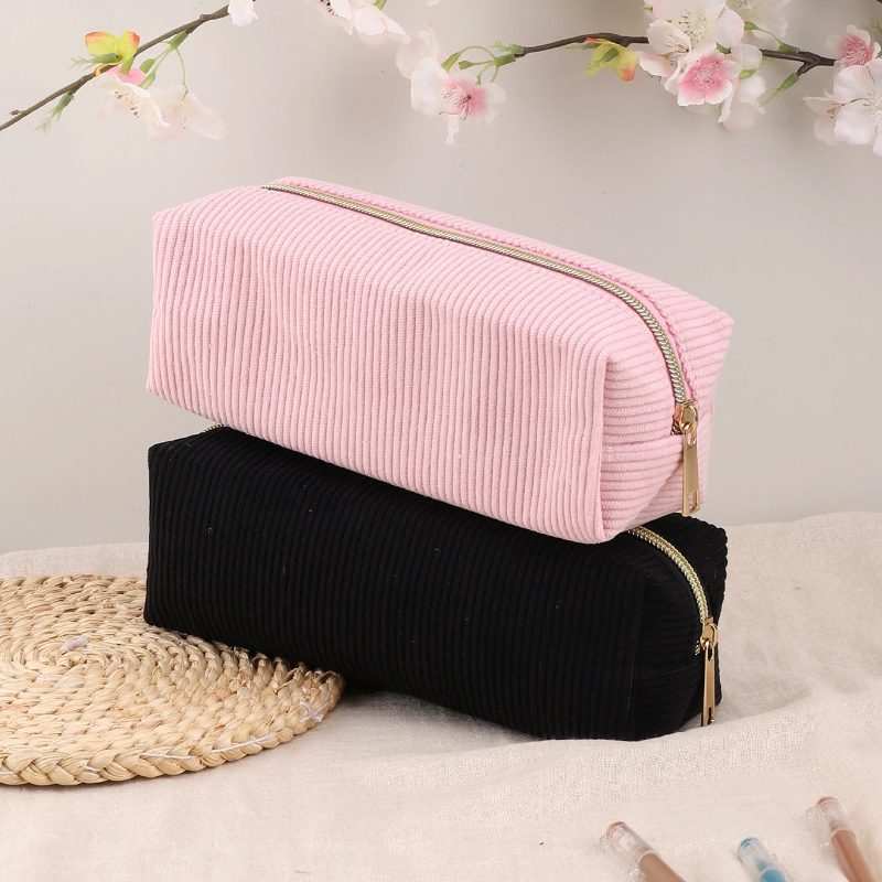 Вельветовый пенал в японском стиле, большая вместительная однотонная сумка для канцелярских принадлежностей, школьные канцелярские принадлежности, каваи, школьные принадлежности