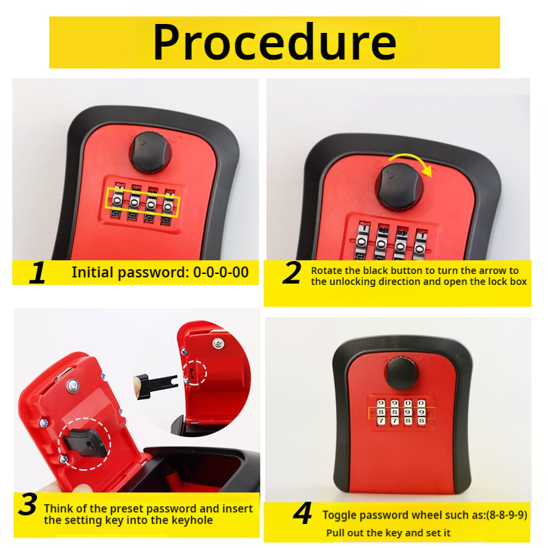 Hee Rak Key Lock Box 4-stelliger Code Passwort Aufbewahrung schlüssel für die Wand montage wasserdichter Outdoor-Knopf Safe Key Box