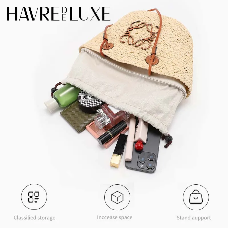 Drawstring bag organizer insert shoulder strap for Basket Picotin straw woven bag support inner liner bags accessories