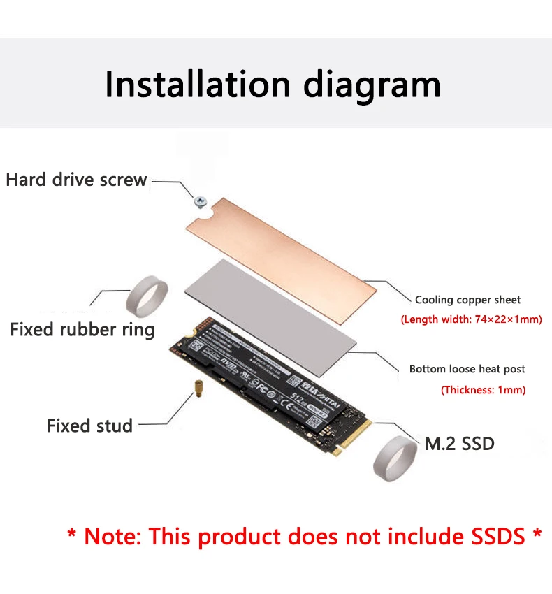 Радиатор M.2 SSD NVME NGFF M.2 2280, твердотельный жесткий диск из чистой меди, радиатор B80, тонкий Охлаждающий радиатор для компьютера и ноутбука