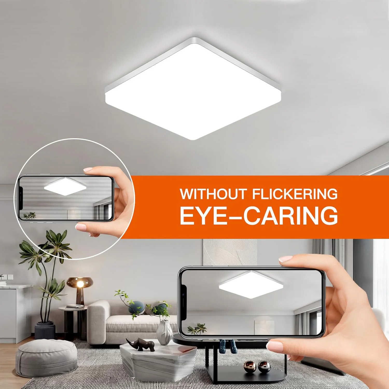 Plafoniera a LED quadrata da 48 W, lampada da soffitto a LED da 400 Lm, plafoniera applicabile a bagno, soggiorno, cucina, camera da letto
