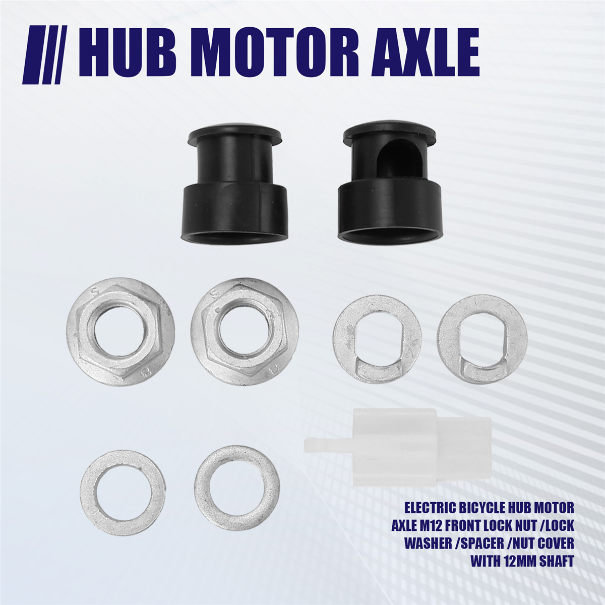 Newest E-Bike Electric Bicycle Hub Motor Axle M12 Front Lock Nut /Lock Washer /Spacer /Nut Cover with 12mm Shaft