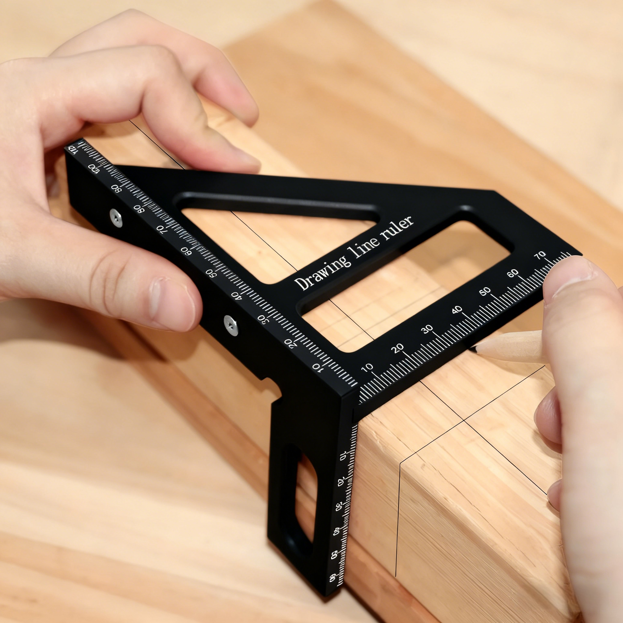 45°/90° 3D Miter Triangle Ruler, Plastic Multi-Angle Square Protractor for Carpentry Layout Measuring Drawing Line Diy Hand Tool