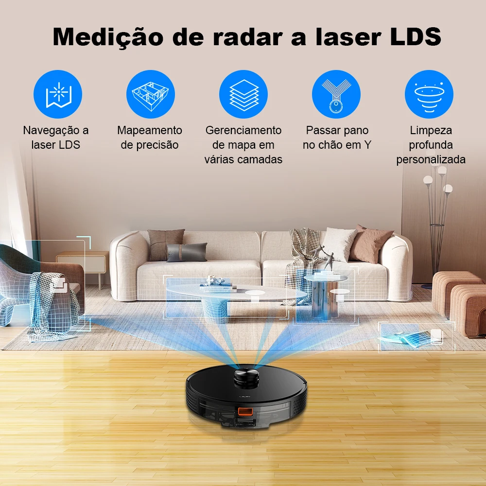 Liectroux/LILIN X6 LDS Aspirador de pó robô, navegação a laser Lidar, combinação de limpeza a seco e a úmido, sucção de 6500Pa, mapa de vários andares, esfregão úmido em forma de Y, limpeza de carpete com reforço turbo