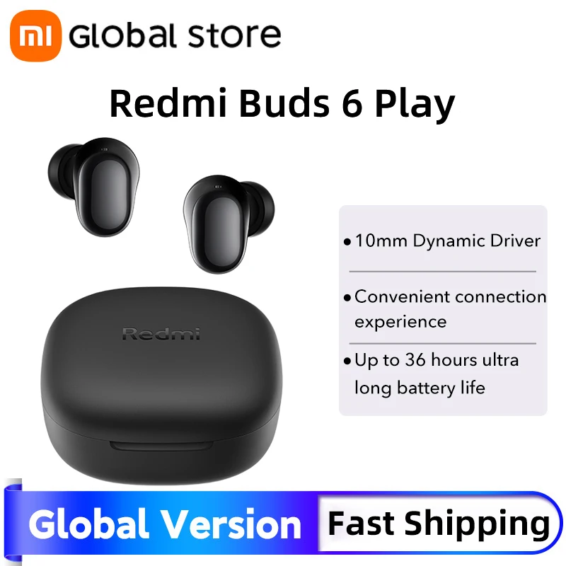 Estreno mundial Xiaomi Redmi buds 6 Play 10mm controlador dinámico AI cancelación de ruido para llamadas Bluetooth 5,4 TWS auriculares