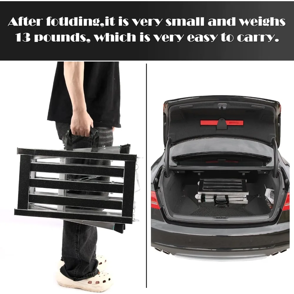 Folding Work Platform 39(L) x12(W) Height Adjustment 19-27(H) Portable Steel Step Ladder Stool for Home, Office, Workshop and Ga