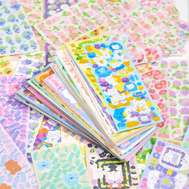 Journamm 20/50/100pcs Kawaii เกาหลีสติกเกอร์กันน้ํา PET DIY Goo การ์ดตกแต่ง Scrapbooking เด็ก Collage เลเซอร์สติกเกอร์น่ารัก