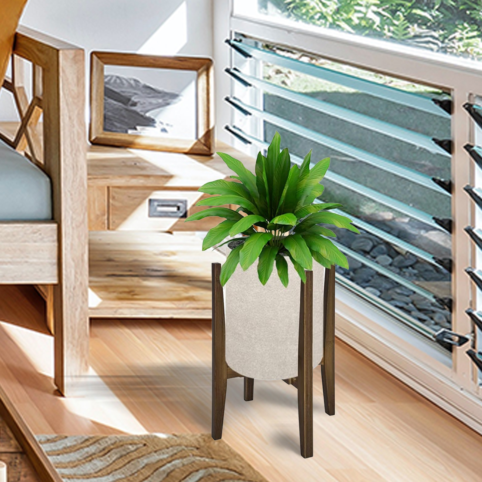 Soporte de madera maciza para plantas, soporte para macetas de flores para decoración del hogar, resistente, estante para balcón, interior y exterior