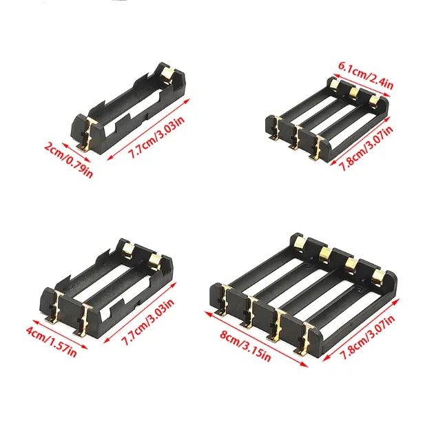 18650 Batería Single/Double/Triple/Cuatro SMT 1 posición 2 posiciones 3 posiciones 4 posiciones Soporte de batería chapado en oro SMD