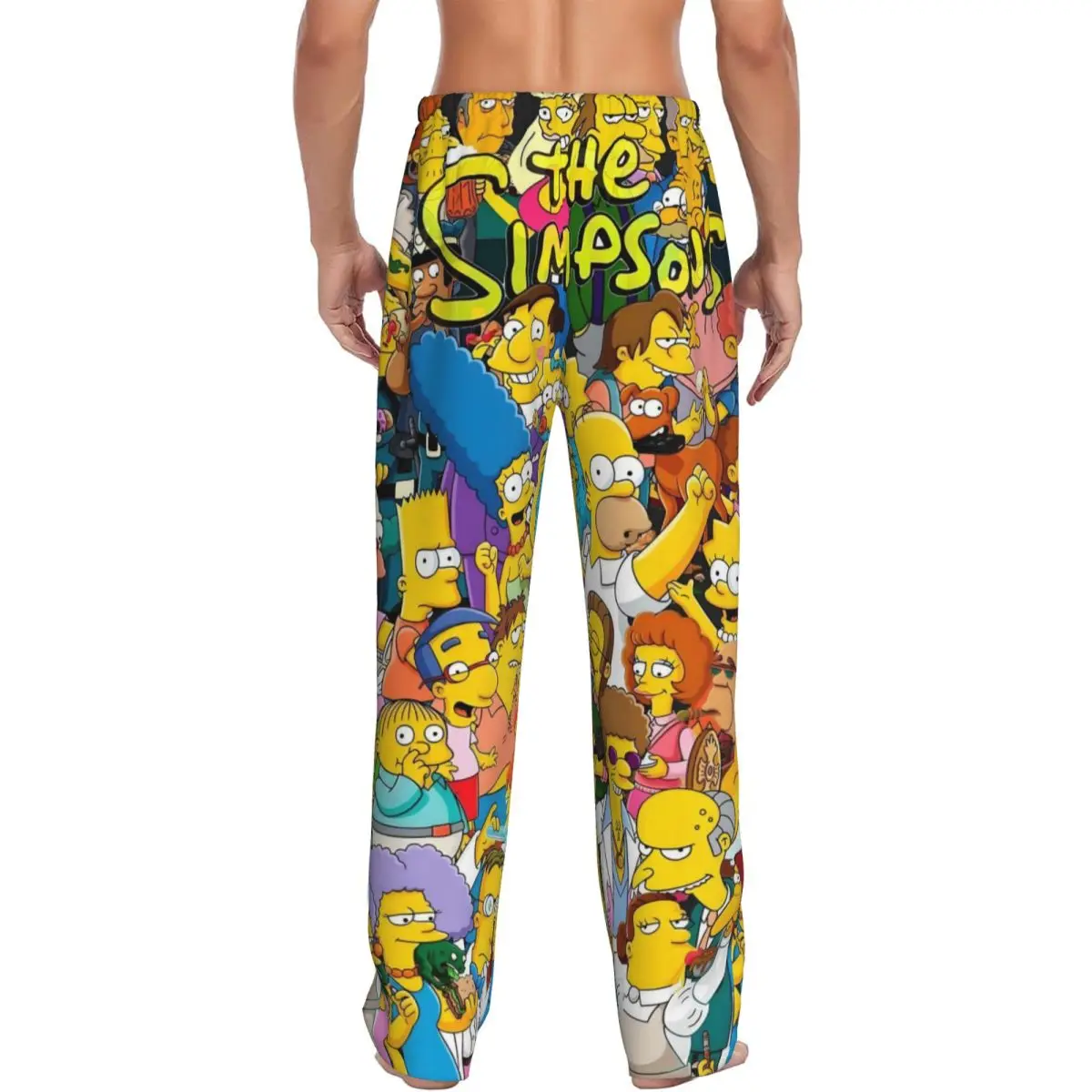 Simpsons Pyjamahose mit individuellem Aufdruck, animierte Sitcom-Schlafanzughose für Herren mit Taschen