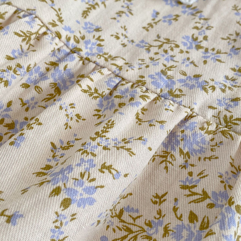 Dulce niños niñas de manga larga estampado de flores vestido de princesa otoño niñas vestido con cuello de muñeca ropa para niños vestido