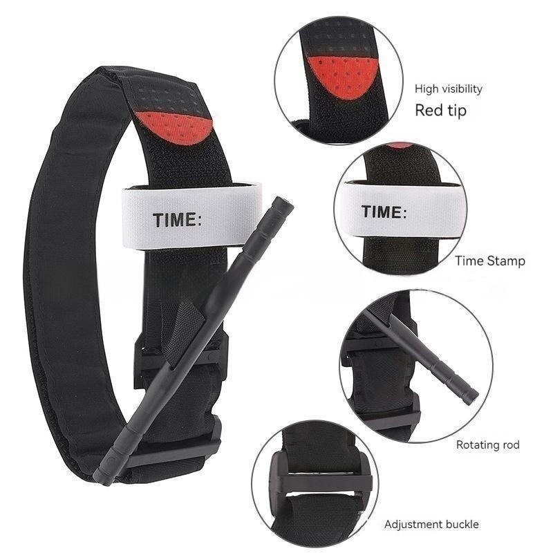 สายรัดแบบหมุนกลางแจ้ง65ซม. สายรัดแมวสายรัดแบบยุทธวิธีหัวเข็มขัดโลหะเคลือบด้านเข็มขัดปฐมพยาบาลทางการแพทย์สำหรับทหาร