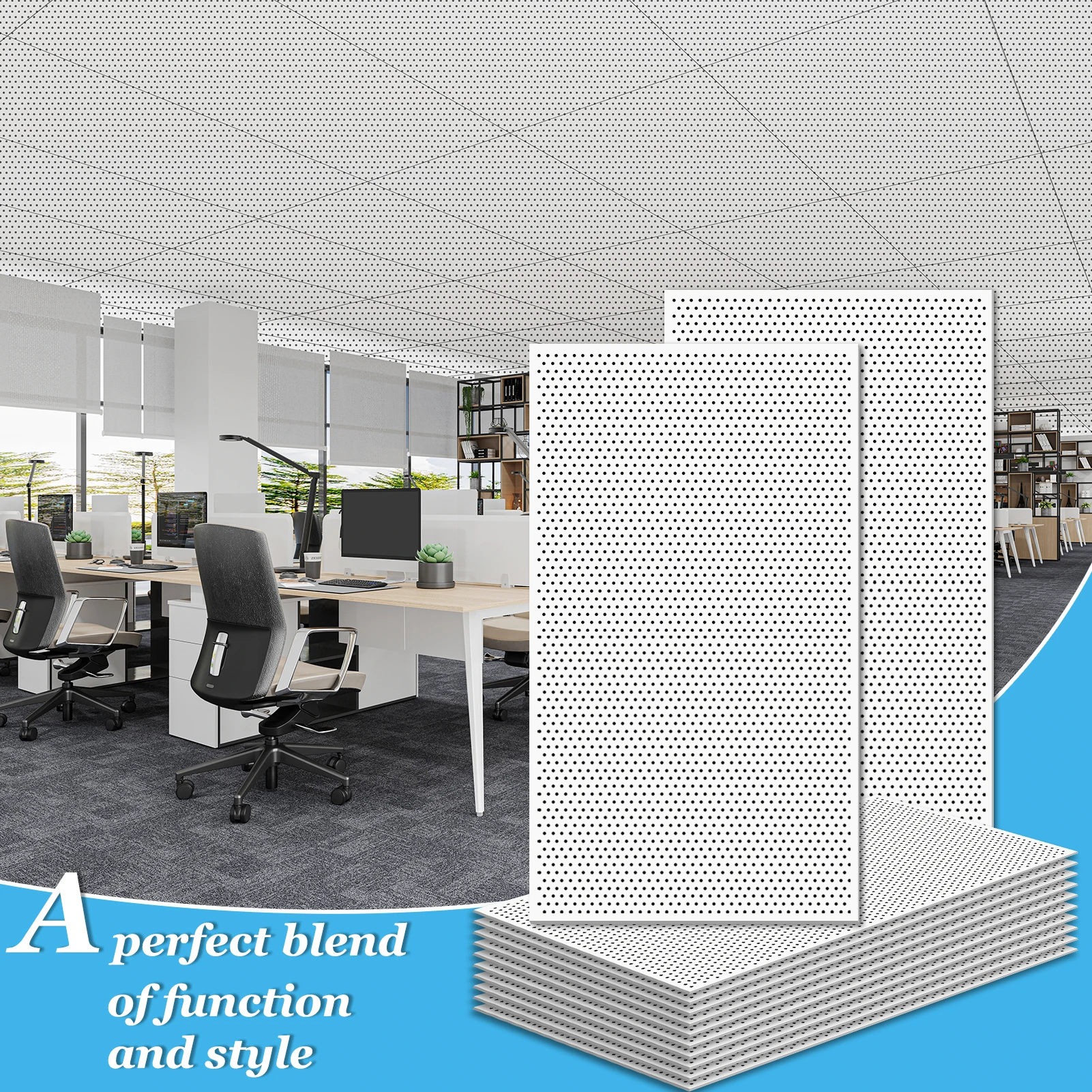 Art3d 24''x48'' Acoustic Drop Ceiling Tiles, Soundproof panelsfor Wall Coverings,White,10-pack,80 Sqft