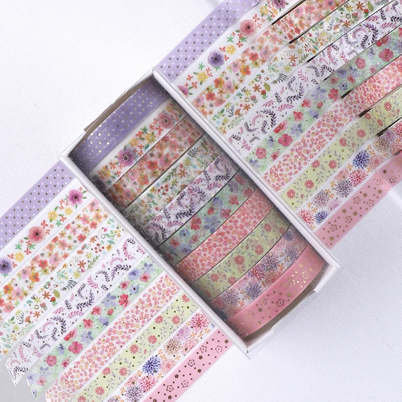 10 個スリム和紙テープ金箔マスキングテープスクラップブッキング用品かわいい装飾粘着テープ日記装飾和紙テープ