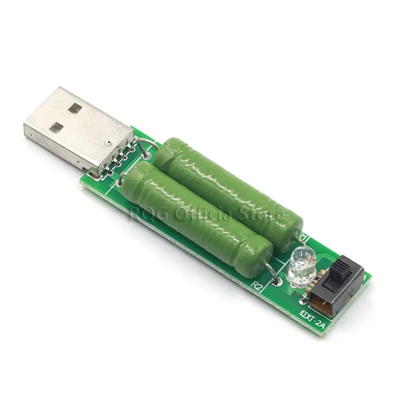 Mini resistencia de carga de descarga con puerto USB, medidor de voltaje de corriente Digital, probador 2A/1A con interruptor 1A, Led verde/2A, Led rojo