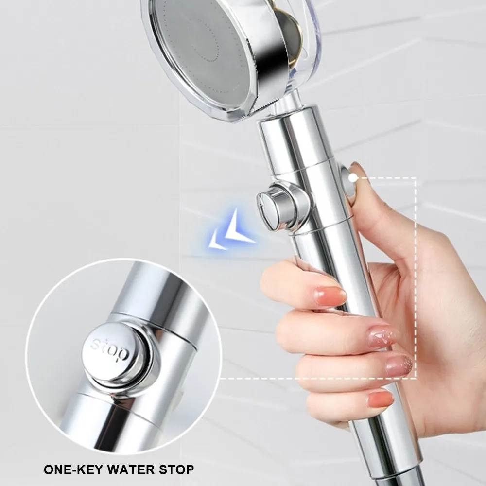 หัวฝักบัวแรงดันสูงประหยัดน้ําฝักบัว Pommeau De Douche One-key หยุดน้ํานวดหัวฝักบัวสําหรับอุปกรณ์ห้องน้ํา