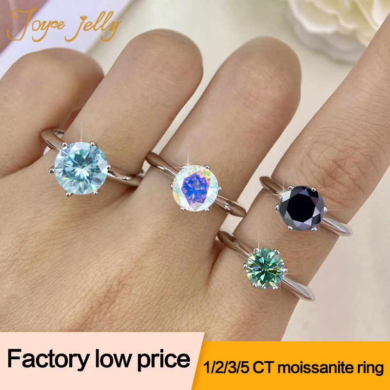 PomerceJelly-Bague Moissanite en argent regardé 925 pour femme, bijoux de luxe, alliances, prix de gros, GRA ignorer, 1 ct, 2 ct, 3 ct, 5ct