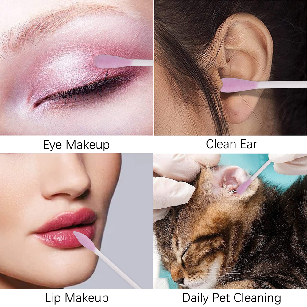 100/200/300Pcs Disposable Cotton Swabs Makeup Sticks Spiral Swab Rod Double Head Ear Swab Lipstick Cotton Stalk Cleaning Tools