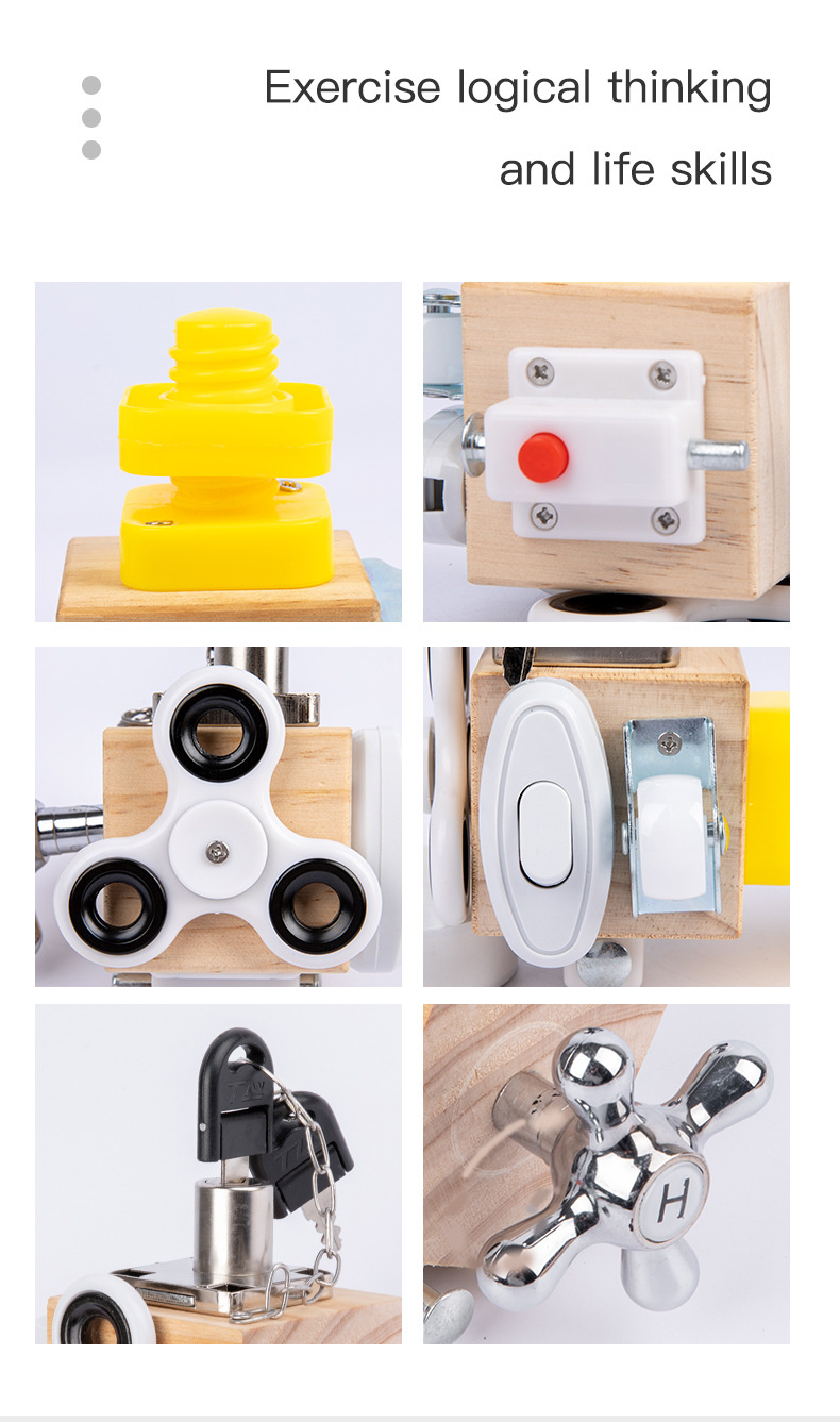 Trẻ Em Bận Rộn Khối Lập Phương Gỗ Bận Rộn Khối Montessori Đồ Chơi Giáo Dục Tay Nắm Khả Năng Đào Tạo Hộp Khóa Trẻ Em Đầu Học Tập