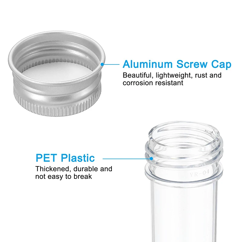 Provette in plastica trasparente da 20 pezzi Bottiglie di plastica piccole da 30 ml