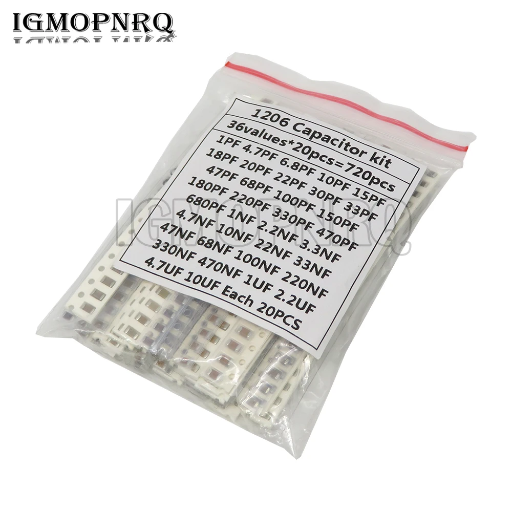 Ассорти Комплект Конденсаторов SMD 320+ Штук 0603 0805 1206 Размеры 1PF~1uF 22PF 47PF 22NF 100NF 2.2uF 4.7uF Конденсаторы С Ф...