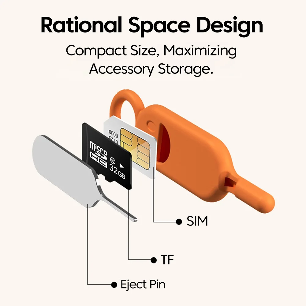 Smile Face Anti-Loss Eject Pin Case Memory SIM Card Holder Portable SlM Long Card Pin Keychain Ring