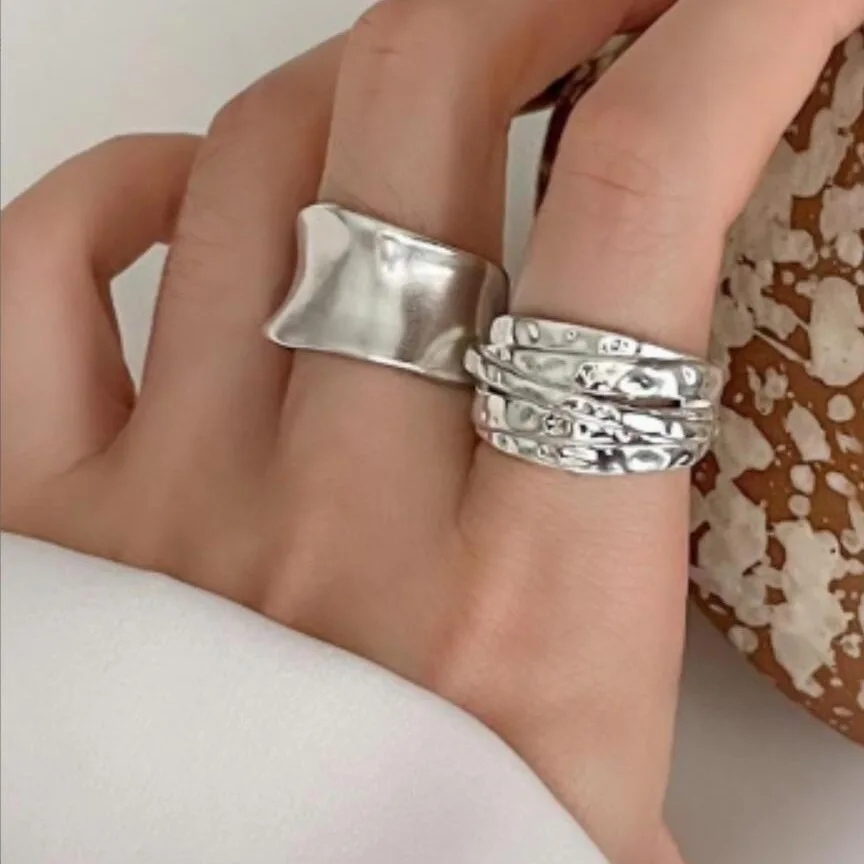 Anello in argento sterling 925 per gioielli da donna ampio semplice aperto vintage fatto a mano anello allergico per regalo di compleanno per feste