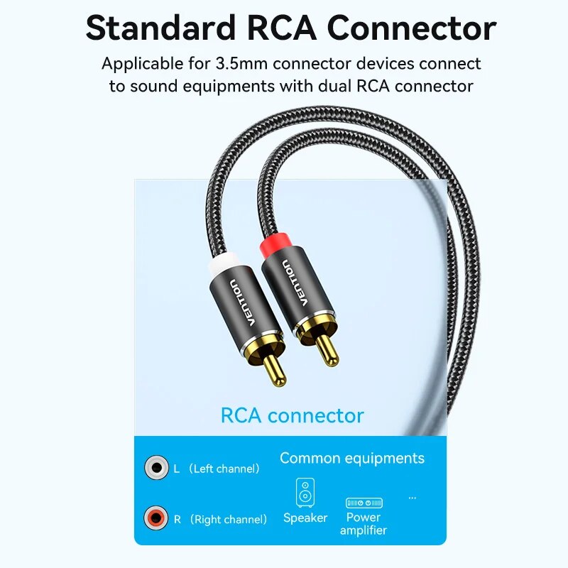 Vention Cavo RCA da 3,5 mm a 2RCA Splitter RCA Jack 3,5 Cavo audio RCA per amplificatore smartphone Home Theater Cavo AUX RCA