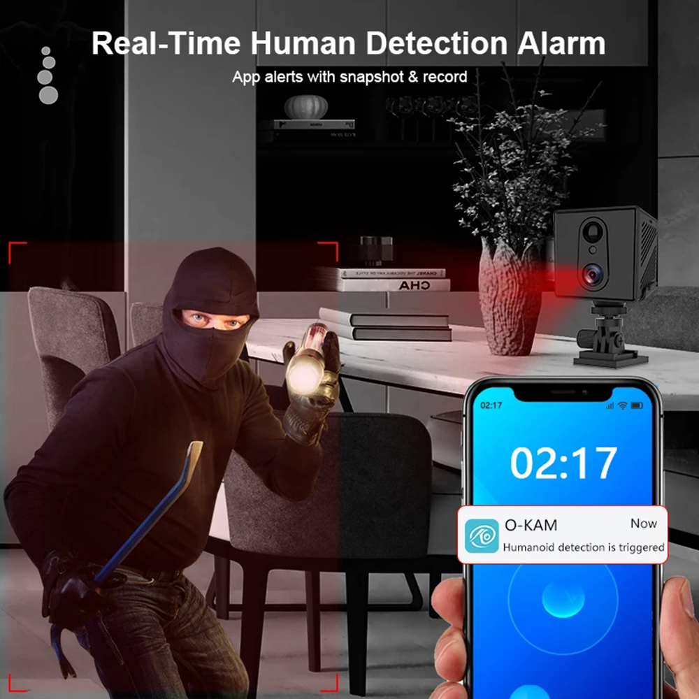 5MP 4G SIM カードミニカメラ屋内ナイトビジョン監視セキュリティモニタリング充電式 3000 mAh バッテリー駆動ホームカム