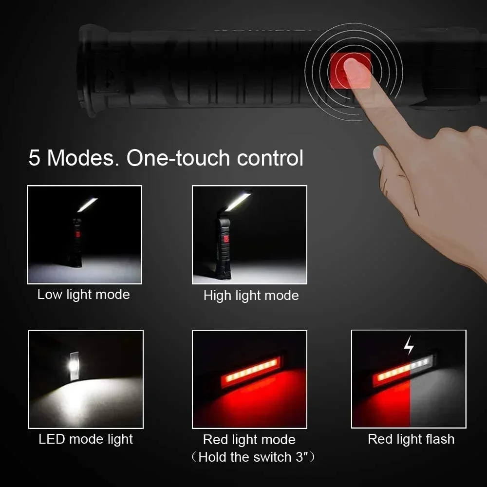 1-5PCS Multifunktionale Klapp Arbeit Licht Tragbare Camping Licht USB Aufladbare Taschenlampe Mit Gebaut-in Batterie Magnetische Lampe
