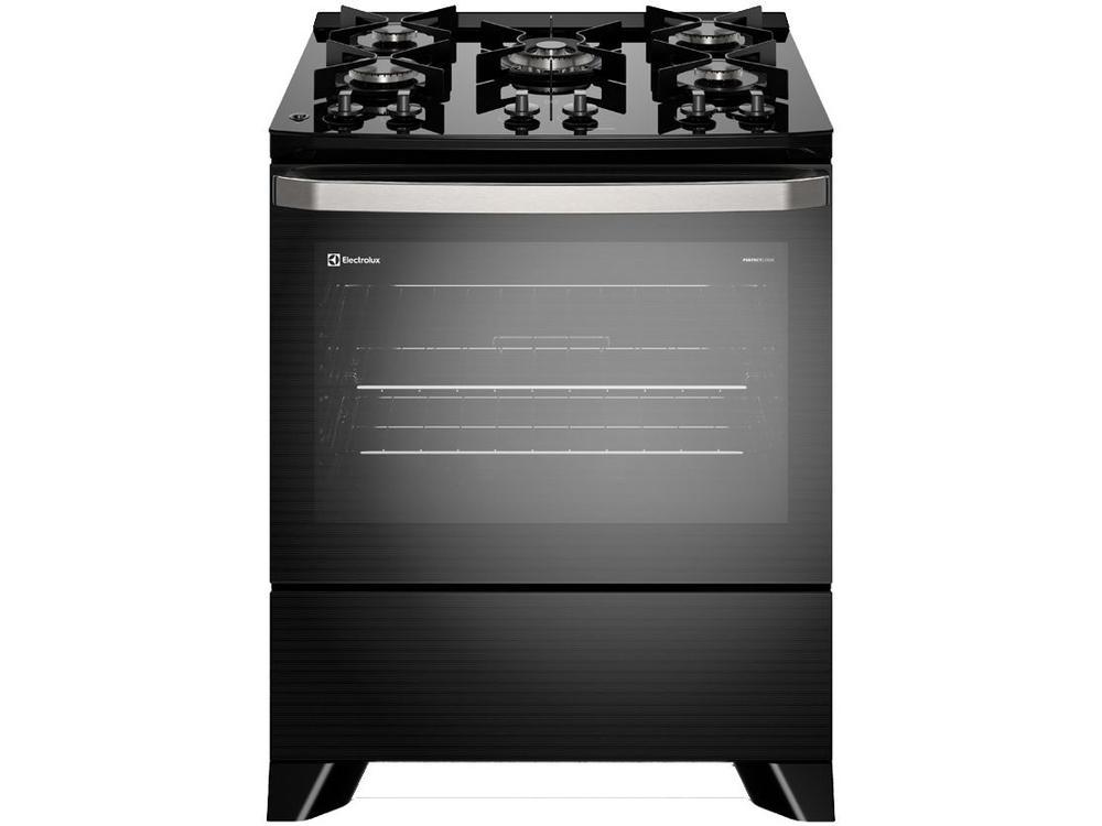 Fogão 5 Bocas Electrolux Preto Mesa de Vidro VaporBake FE5GP - Bivolt