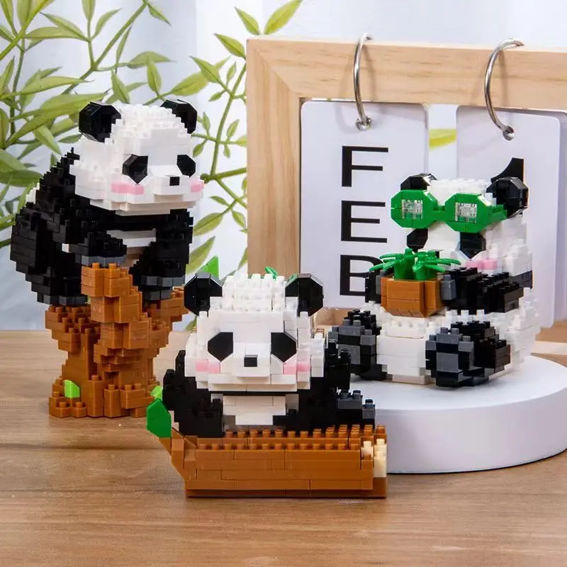 Creatieve DIY Assemable Animal Leuke MINI Chinese Stijl Dier Panda Bouwsteen Educatief Jongen Speelgoed Voor Kinderen Model Bakstenen