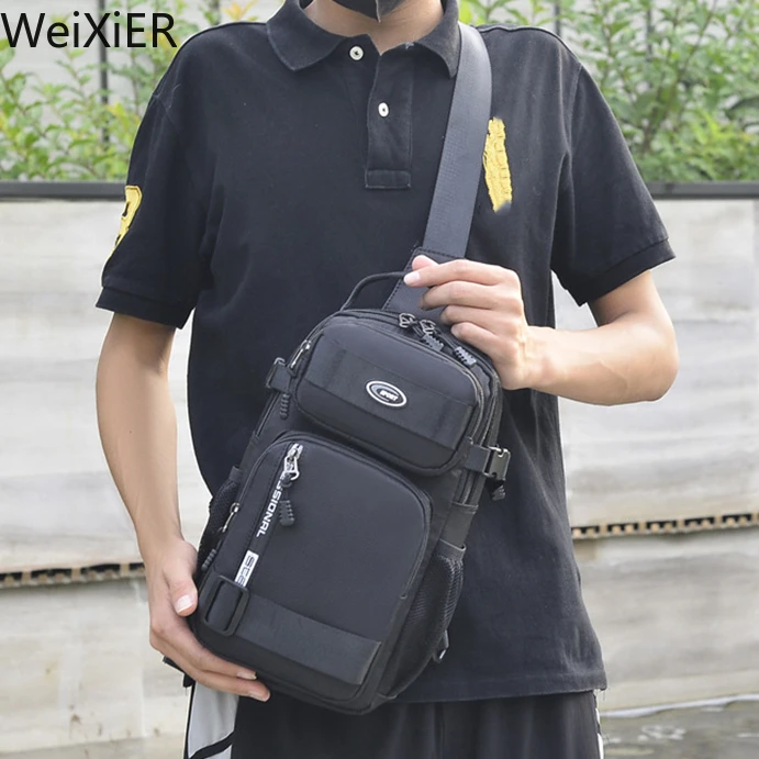 Bolso de hombro multifunción a la moda para hombre, bandoleras cruzadas para correr al aire libre, tendencia de viaje para hombre, bolso deportivo de pecho de alta capacidad