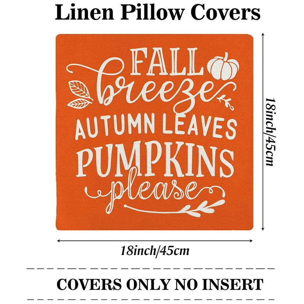 Precisionn Fall Pillow Covers 18X18 Set Of 4 Outdoor Throw Pillowcase Farmhouse Thanksgiving Decorations For Home Decor