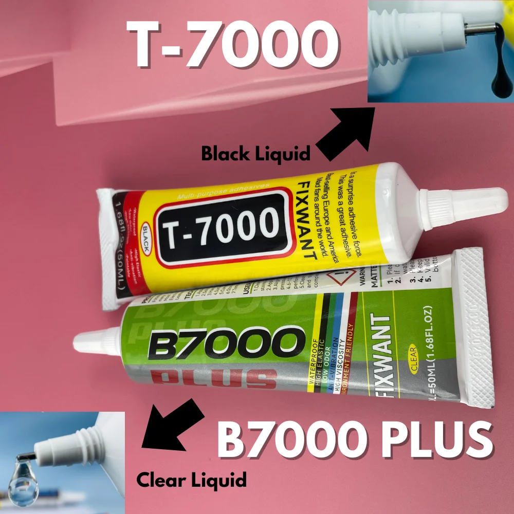 Klarer B7000 PLUS & Schwarzer T-7000-Kleber 15 ml/50 ml/110 ml für die Telefonreparatur, DIY-Stoff-Schmuckhandwerk, Anti-Vibrations-Flüssigkleber