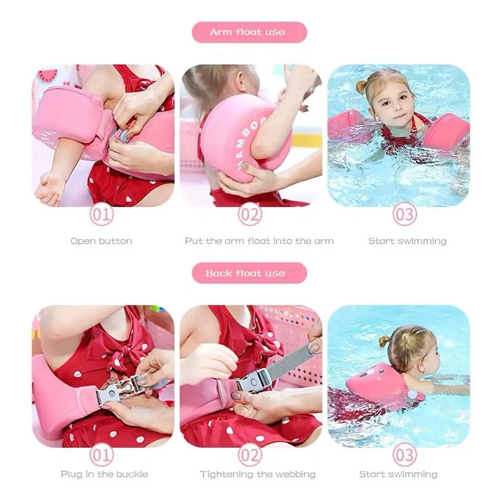 Mambobaby bebê natação flutua instrutor de natação flutuador anel de natação colete de ajuda com asas de braço bóia não inflável para praia piscina