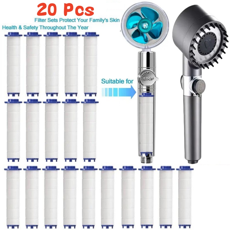 Filtro de chuveiro de substituição de 20 peças para chuveiro de alta saída-filtro de água de chuveiro de alta saída para remover flúor de cloro e água dura